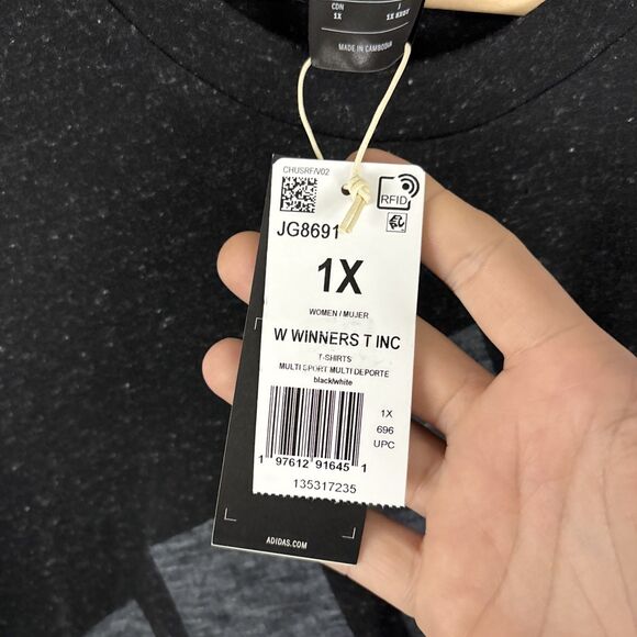 Adidas Womens Size 1X Future Icons Winners 3.0 Gray Tee Tshirt NWT - Picture 3 of 6